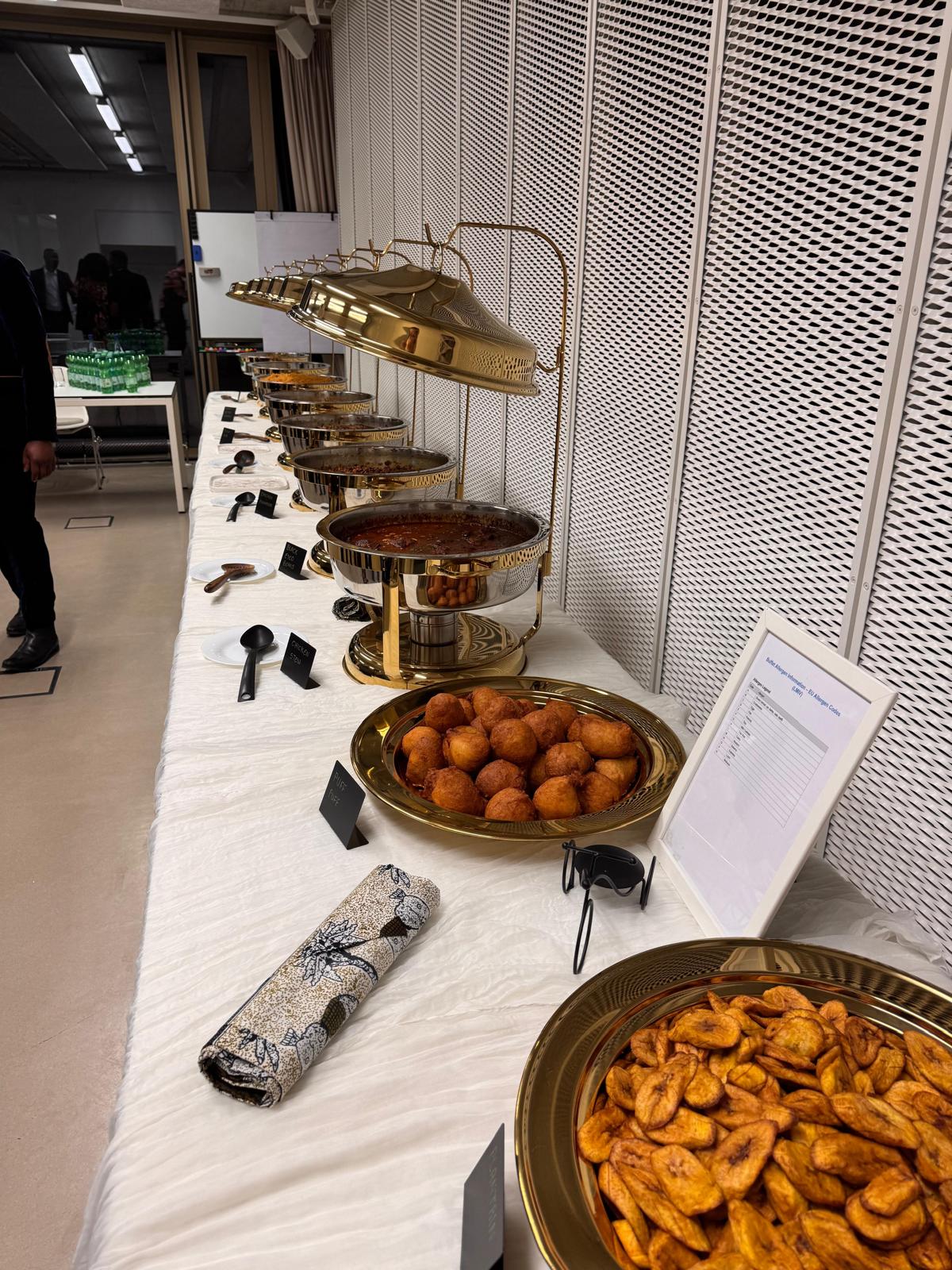 Buffet with rice and warm dishes